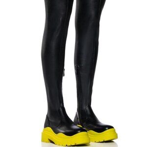 CAN YOU STAND IT ? THIGH HIGH STRETCH FLATFORM BOOT W/ 4 WAY STRETCH (BRAND NEW